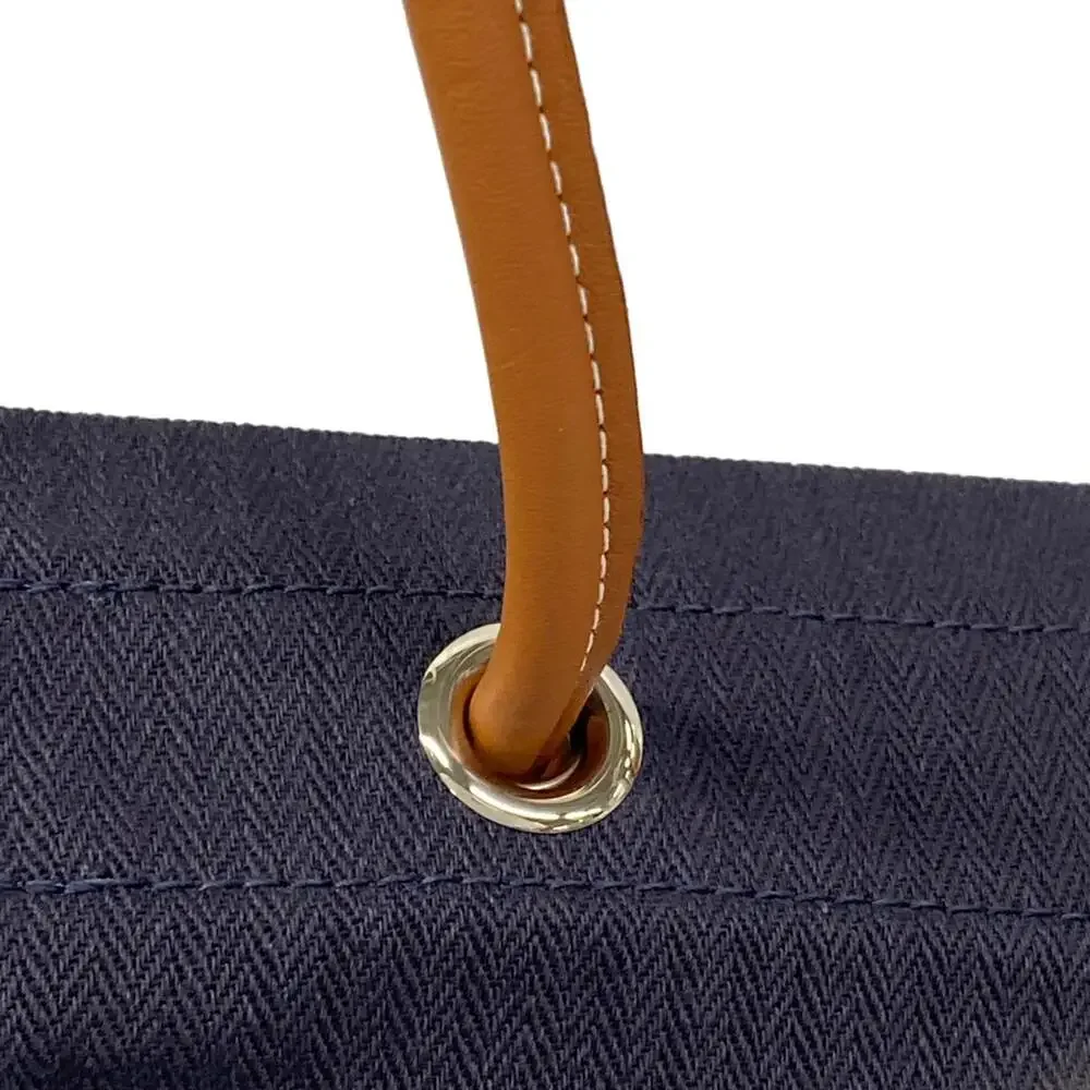 Hermès Aline MM Shoulder Bag H068487CKAC Blue Indigo Gold Toile chevron Veau